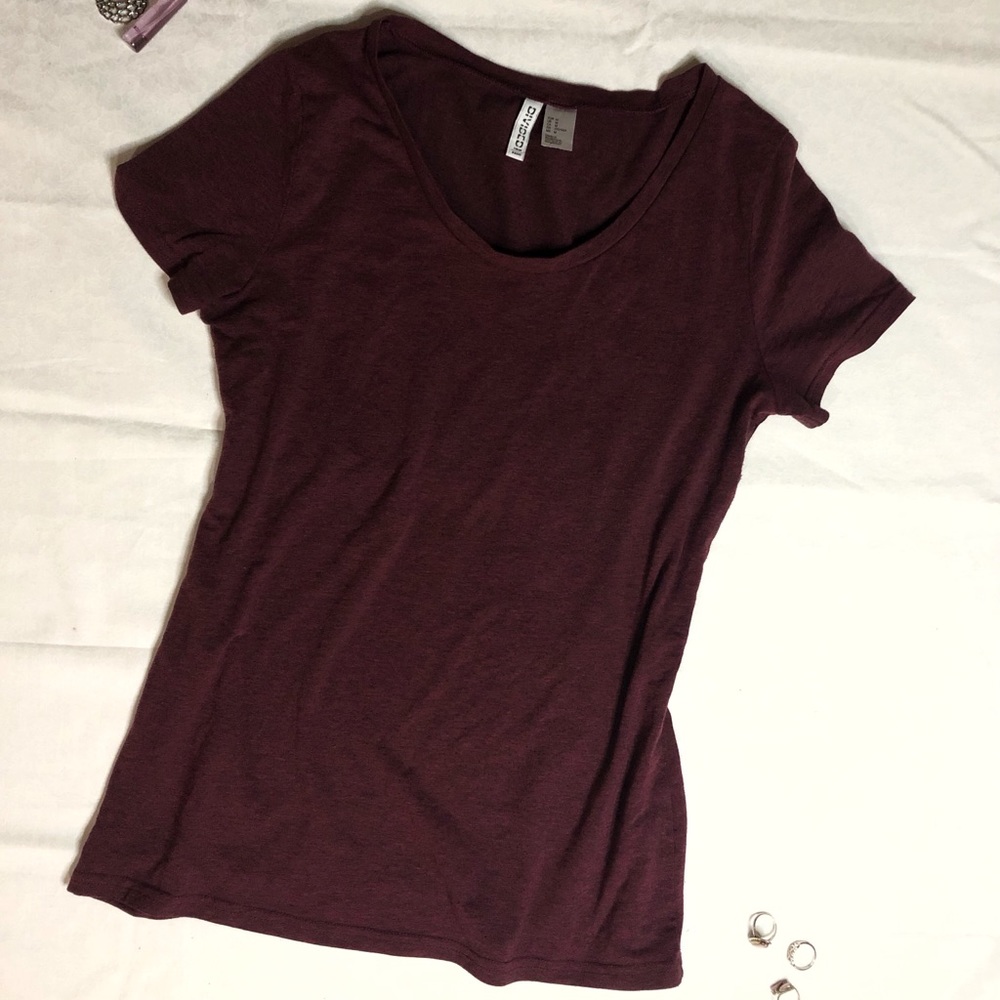 Dark Purple Minimalist Fitted T Shirt size